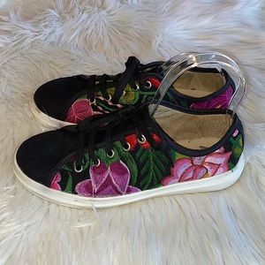 ONI black & multi colored flower sneakers size 24